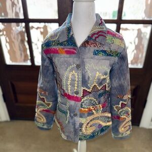 Artsy Multicolor Wacky Women’s S Blazer Embroidered Unique Feminine Electric